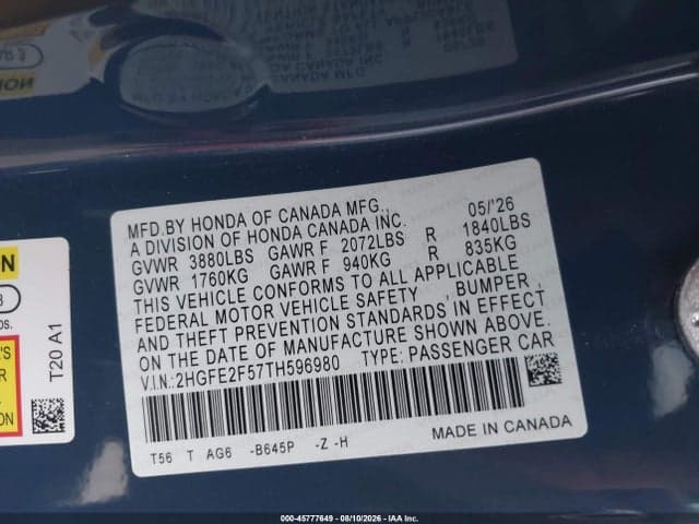 2026 HONDA CIVIC SPORT 9
