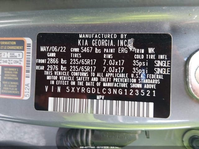 2022 KIA SORENTO LX 9