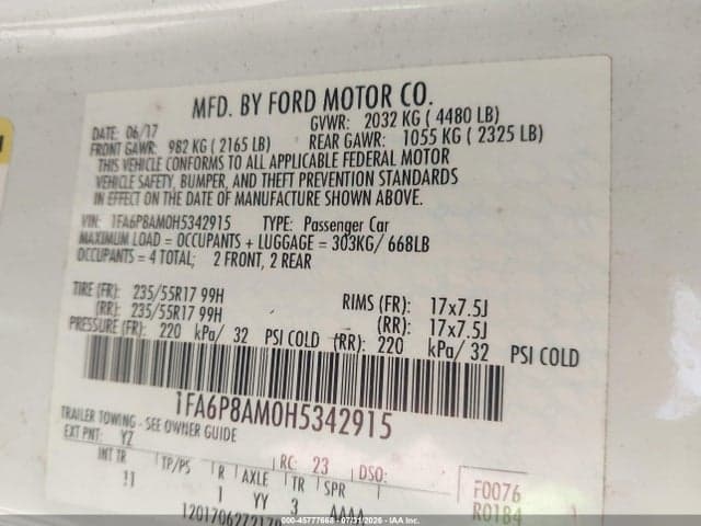 2017 FORD MUSTANG V6 9