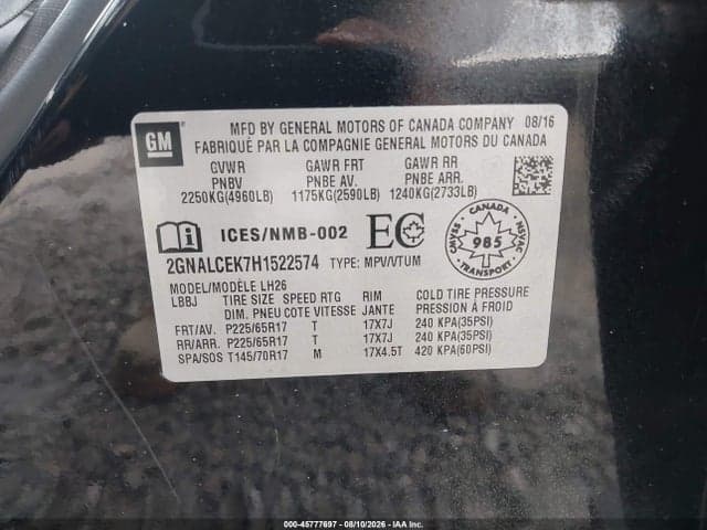 2017 CHEVROLET EQUINOX LT 9
