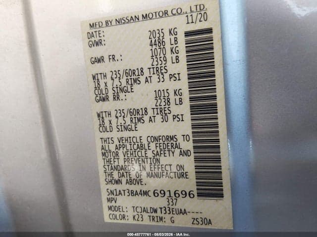 2021 NISSAN ROGUE SV FWD 9