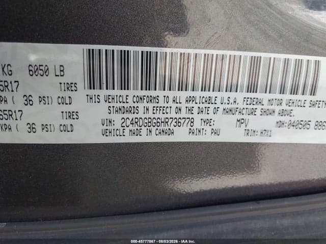 2017 DODGE GRAND CARAVAN SE 9