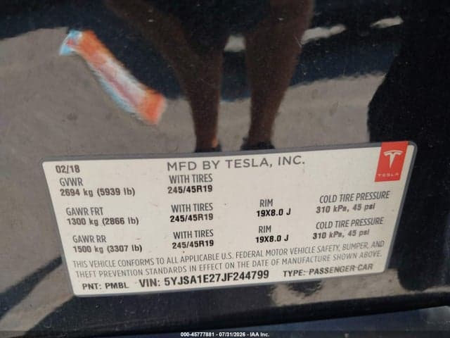 2018 TESLA MODEL S 100D/75D/P100D 9