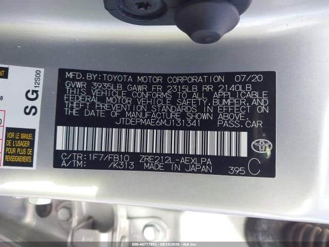 2021 TOYOTA COROLLA LE 9