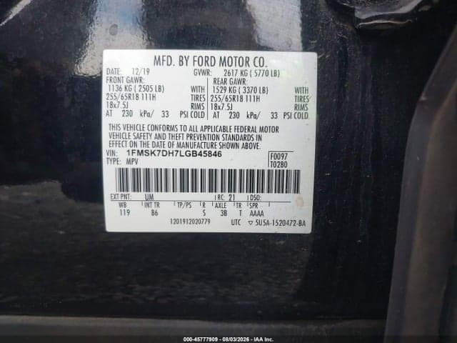 2020 FORD EXPLORER XLT 9