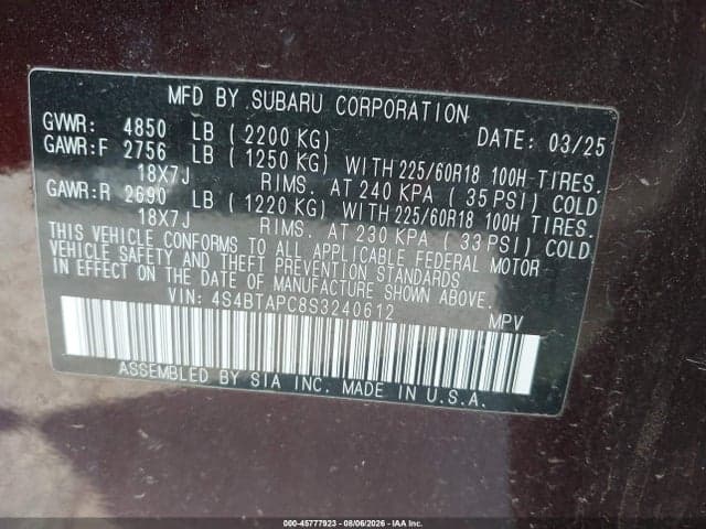 2025 SUBARU OUTBACK TOURING 9