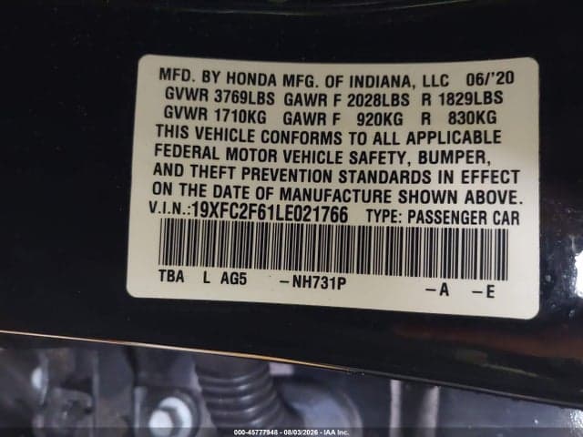2020 HONDA CIVIC LX 9