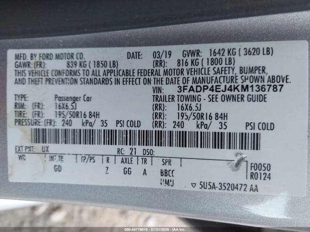 2019 FORD FIESTA SE 9