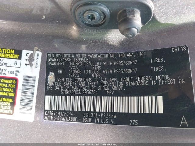 2018 TOYOTA SIENNA LE 8 PASSENGER 9