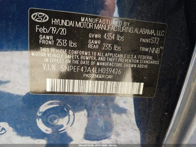 2020 HYUNDAI SONATA SEL 9
