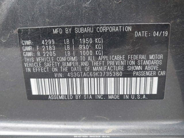 2019 SUBARU IMPREZA 2.0I PREMIUM 9