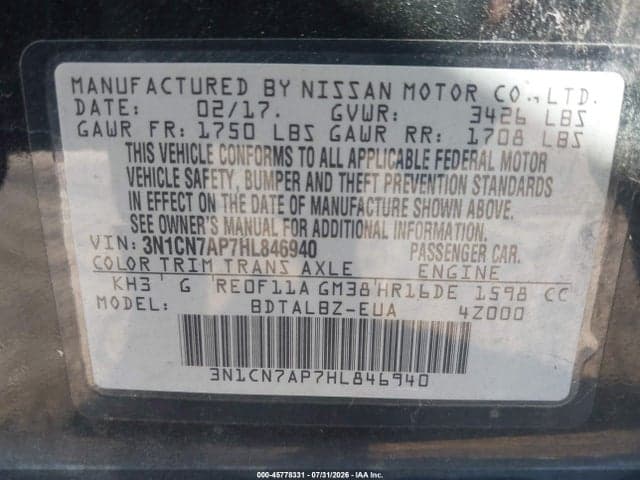 2017 NISSAN VERSA 1.6 SV 9