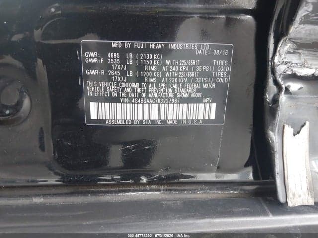 2017 SUBARU OUTBACK 2.5I 9
