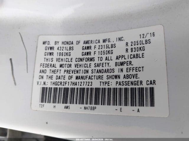 2017 HONDA ACCORD SPORT SE 9