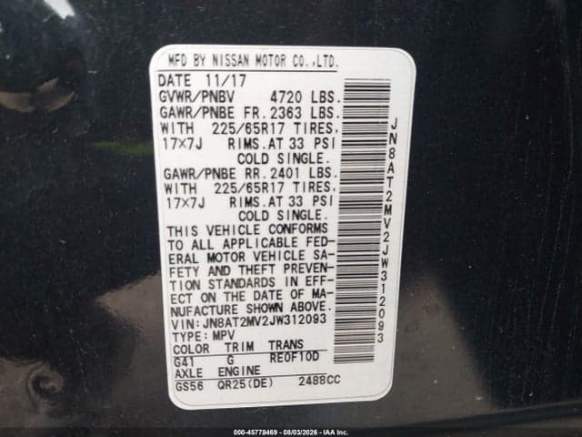 2018 NISSAN ROGUE SV 9