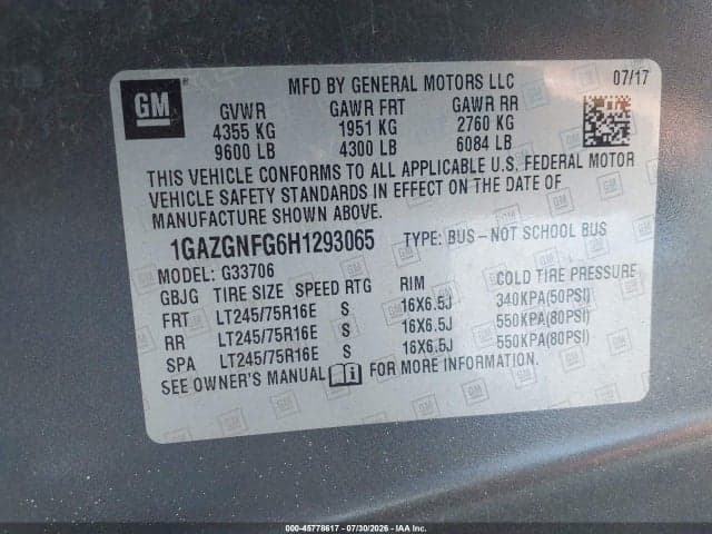 2017 CHEVROLET EXPRESS 3500 LS 9