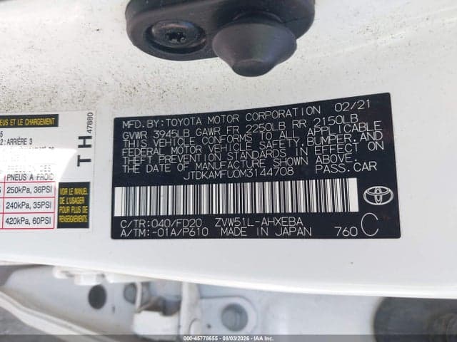 2021 TOYOTA PRIUS LE 9