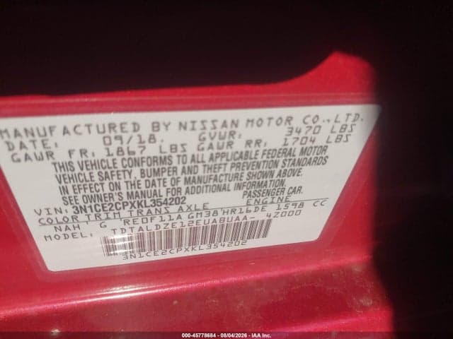 2019 NISSAN VERSA NOTE SV 9