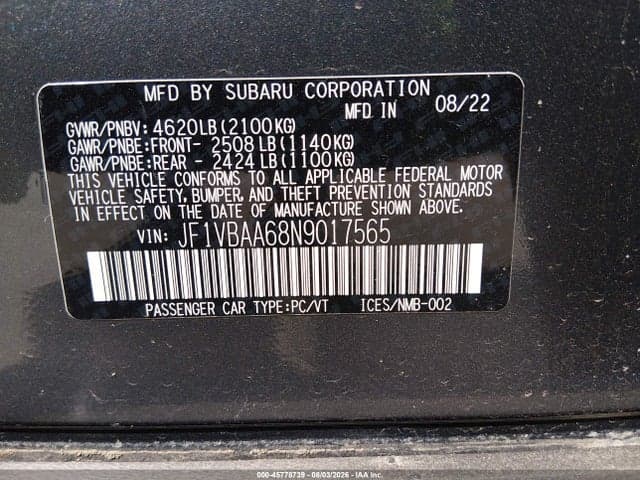 2022 SUBARU WRX 9