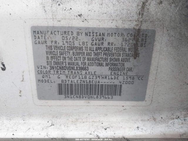 2022 NISSAN VERSA 1.6 S XTRONIC CVT 9