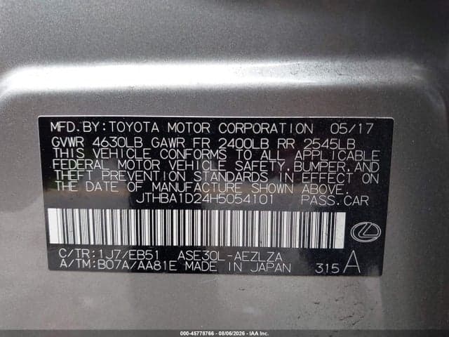2017 LEXUS IS 200T 9