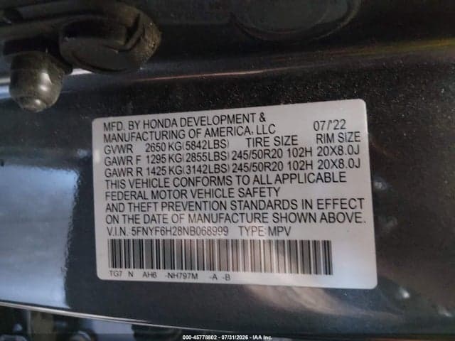 2022 HONDA PILOT AWD SPECIAL EDITION 9