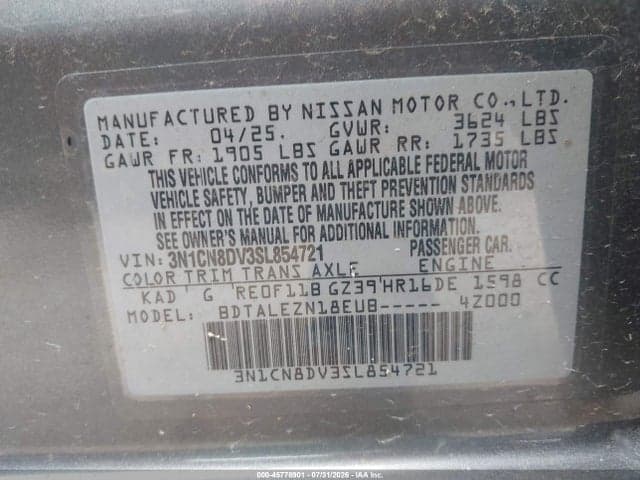 2025 NISSAN VERSA 1.6 S 9