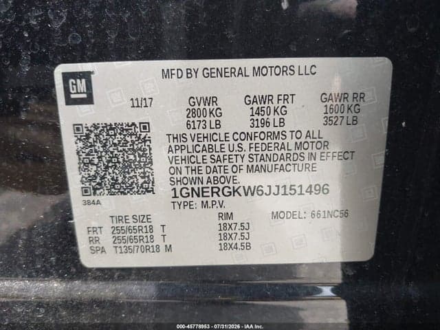 2018 CHEVROLET TRAVERSE LT CLOTH 9