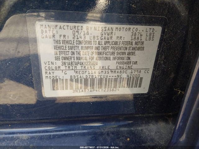 2019 NISSAN SENTRA SV 9
