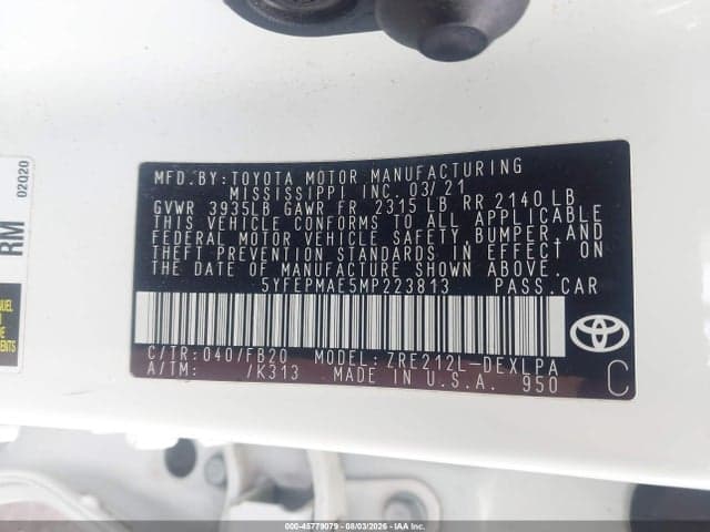 2021 TOYOTA COROLLA LE 9