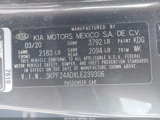 2020 KIA FORTE LXS 9