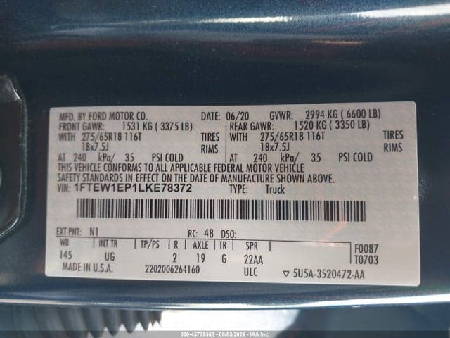 2020 FORD F-150 XLT 9