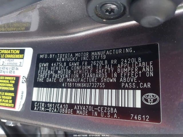 2019 TOYOTA CAMRY SE 9
