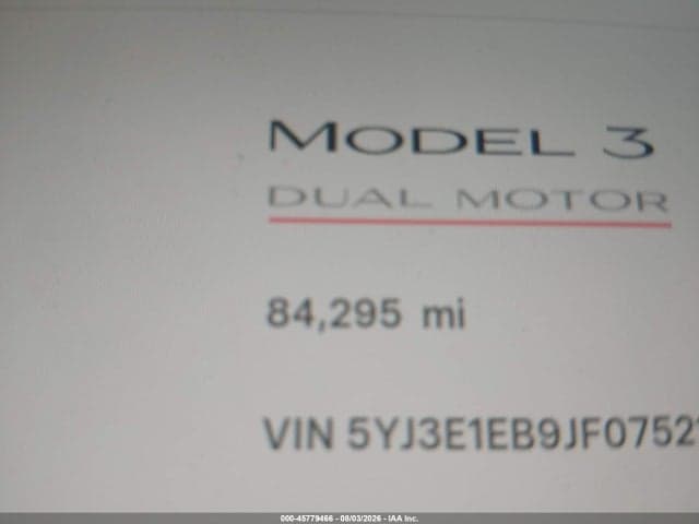 2018 TESLA MODEL 3 LONG RANGE/PERFORMANCE 15
