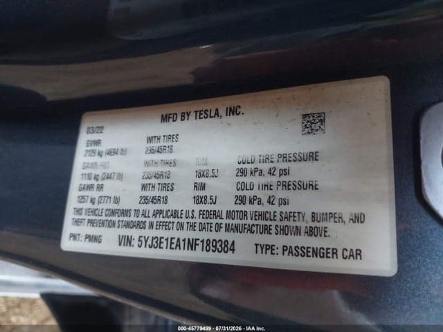 2022 TESLA MODEL 3 REAR-WHEEL DRIVE 9