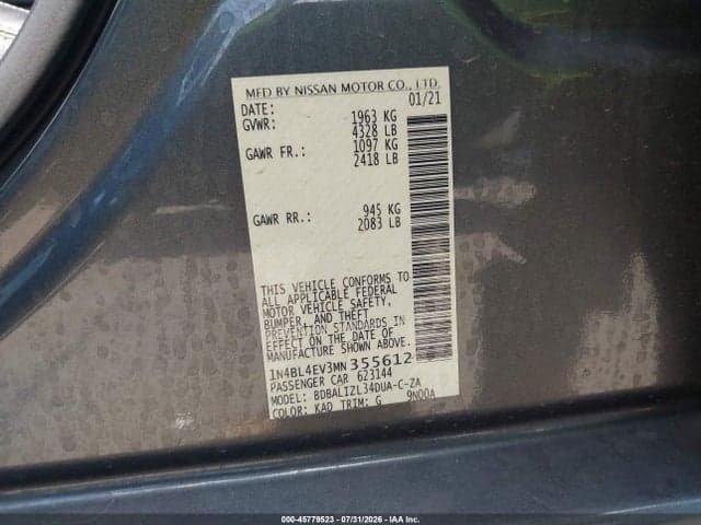 2021 NISSAN ALTIMA SL FWD 9