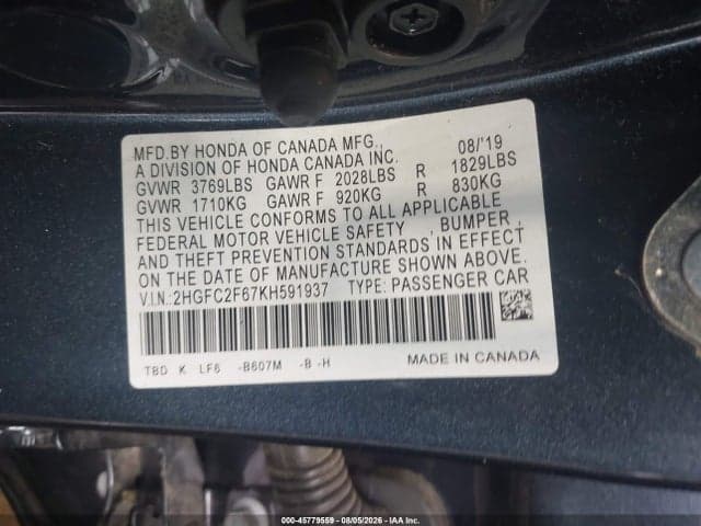 2019 HONDA CIVIC LX 9