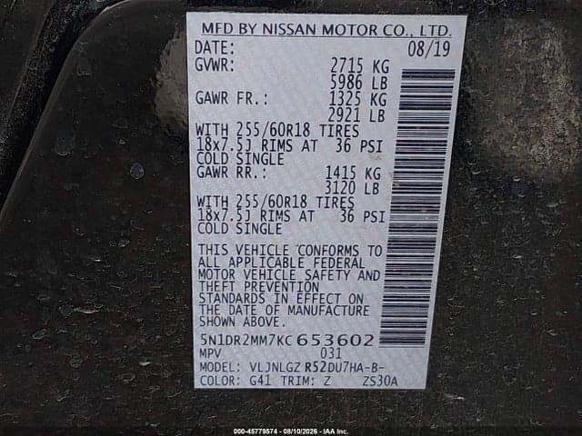 2019 NISSAN PATHFINDER SL 9