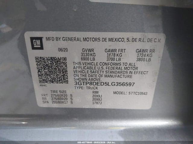 2020 GMC SIERRA 1500 2WD SHORT BOX SLT 9