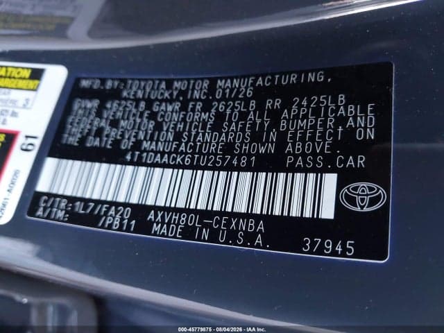2026 TOYOTA CAMRY LE 9