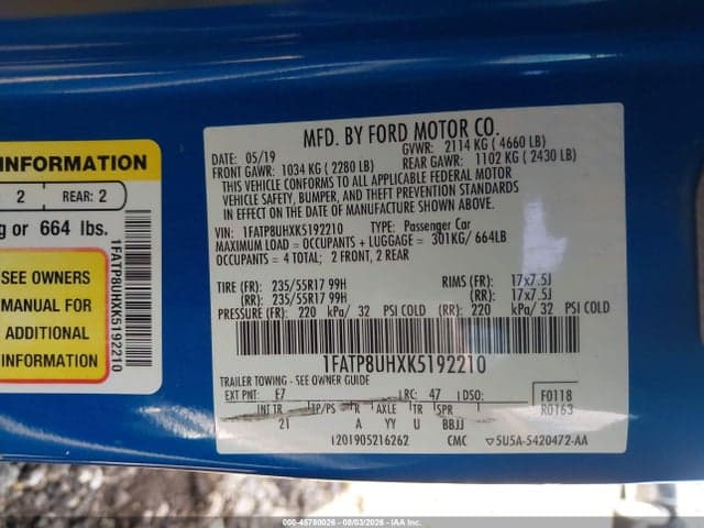 2019 FORD MUSTANG ECOBOOST 9