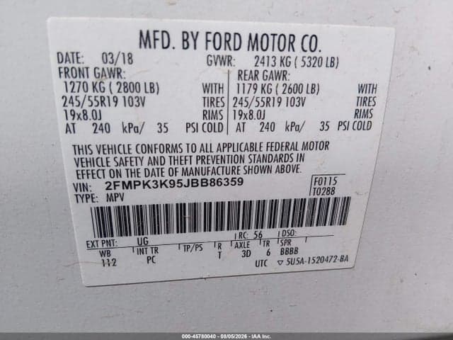 2018 FORD EDGE TITANIUM 9