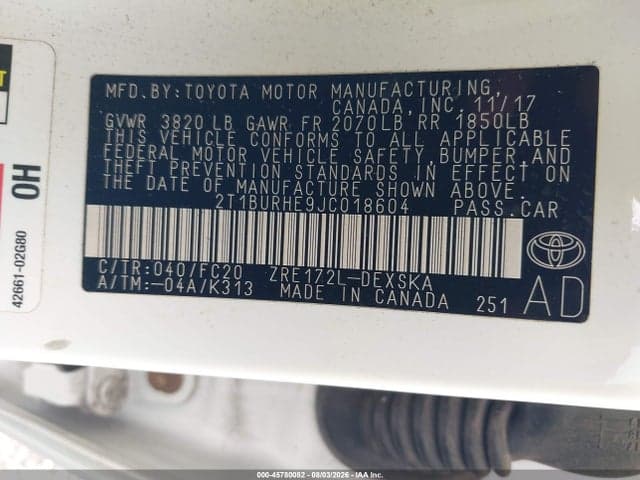 2018 TOYOTA COROLLA SE 9