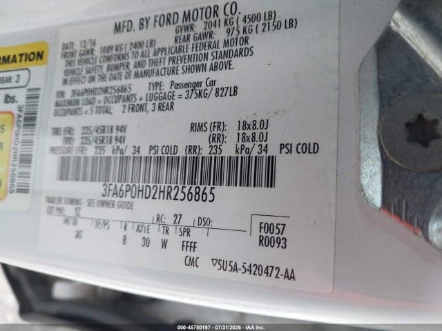 2017 FORD FUSION SE 9