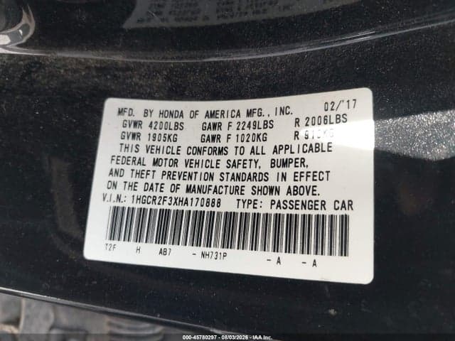 2017 HONDA ACCORD LX 9