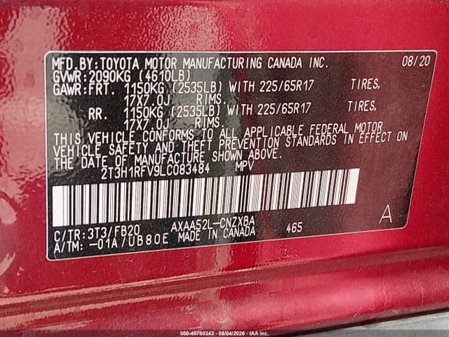 2020 TOYOTA RAV4 LE 9
