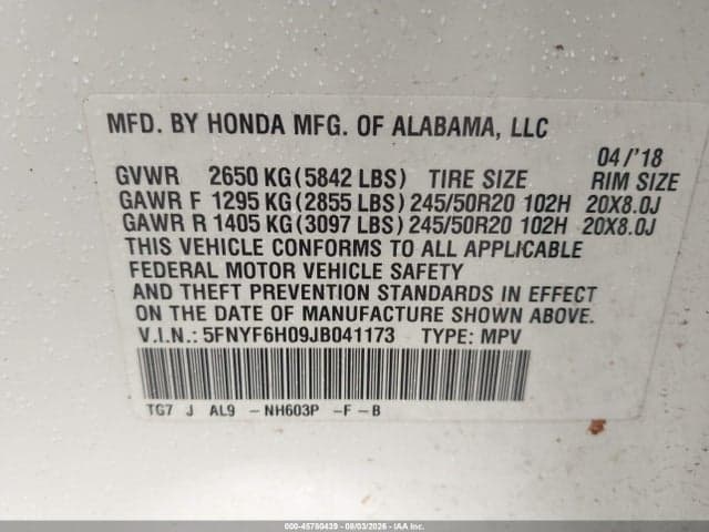 2018 HONDA PILOT ELITE 9