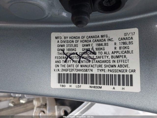 2017 HONDA CIVIC EX 9