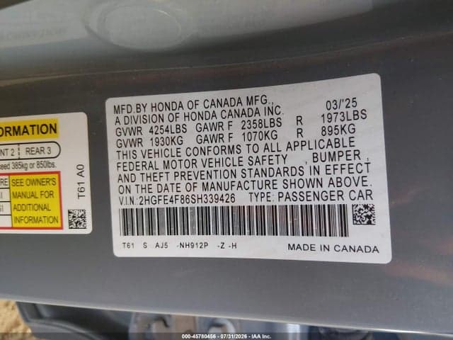 2025 HONDA CIVIC HYBRID SPORT/SPORT TOURING 9