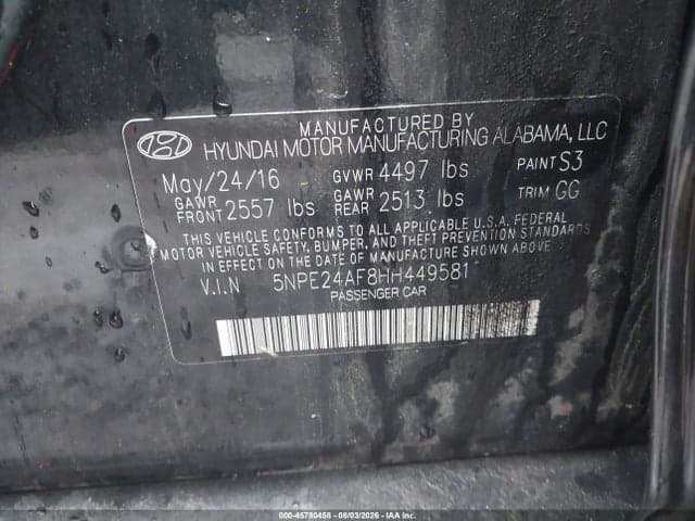 2017 HYUNDAI SONATA SE 9